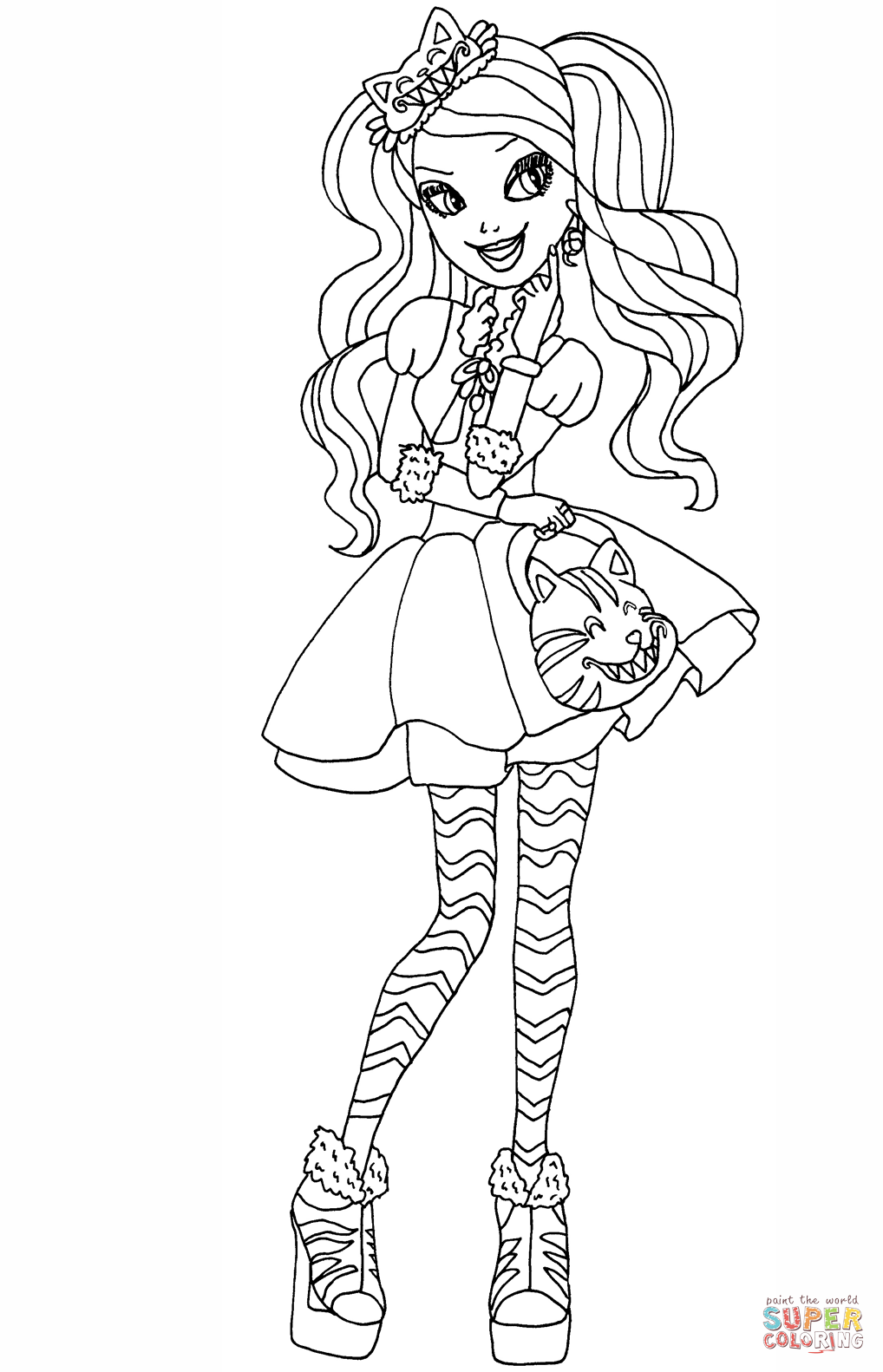 Ever after high kitty cheshire coloring page free printable coloring pages