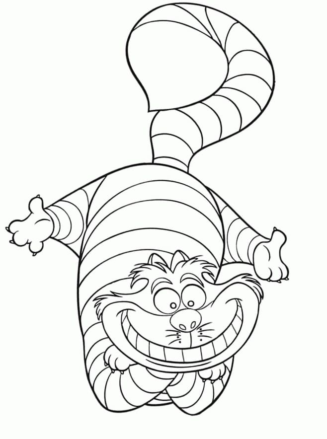 Cheshire cat smiling coloring page
