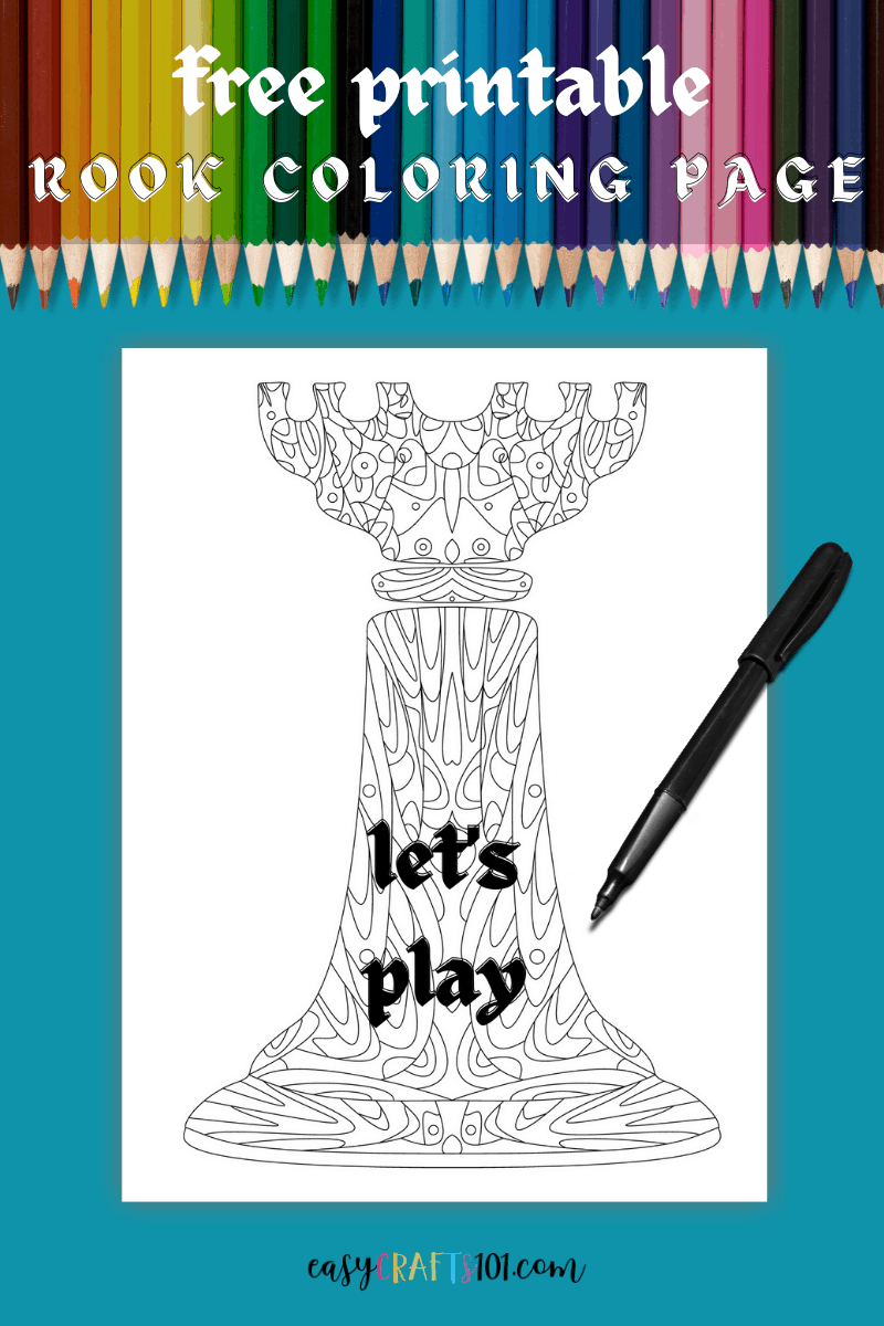 Printable chess rook coloring page