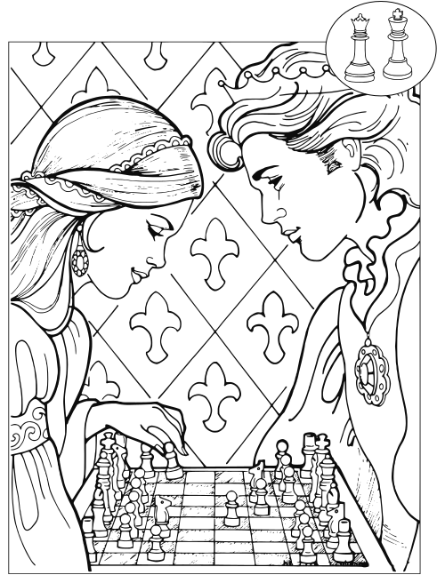Chess coloring book dibujo ajedrez para colorear