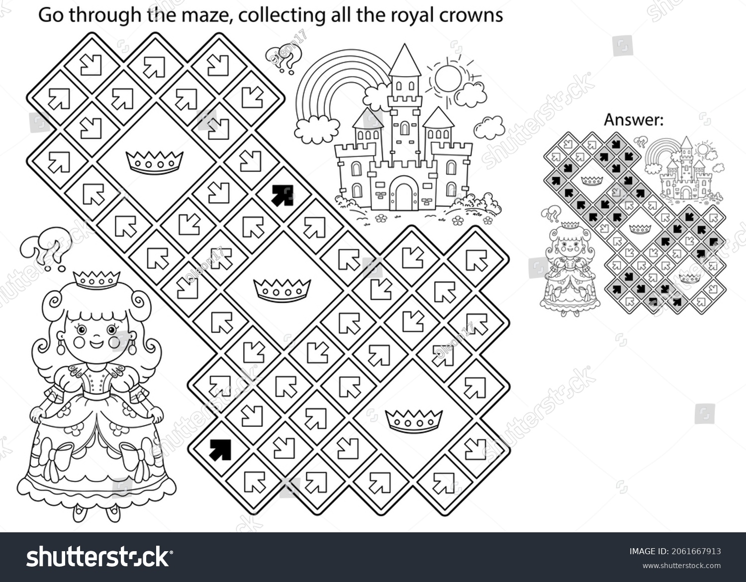 Maze labyrinth game puzzle coloring page stock vector royalty free