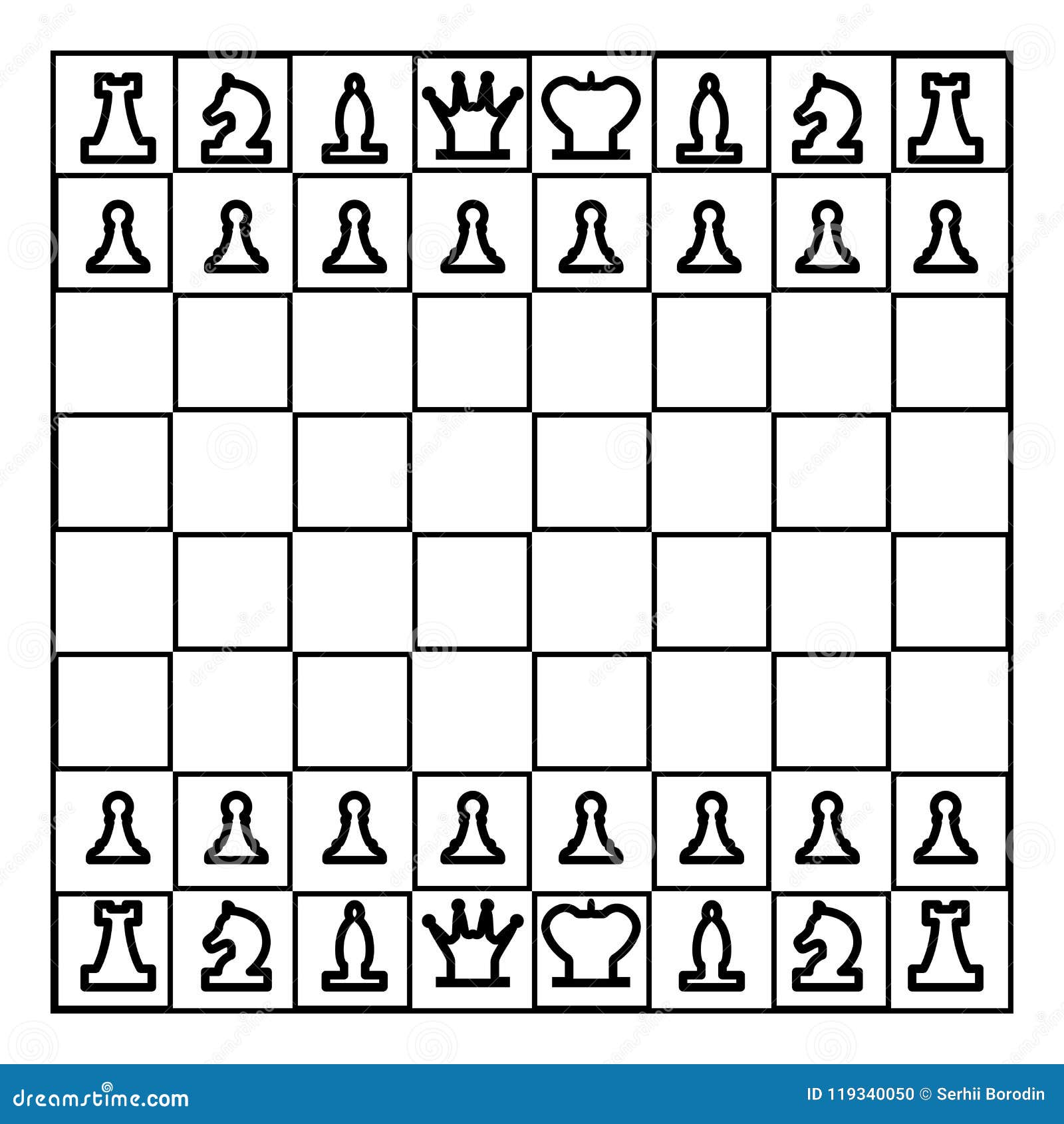 Chessboard and chess pieces line figures icon black color illustration flat style simple image stock vector