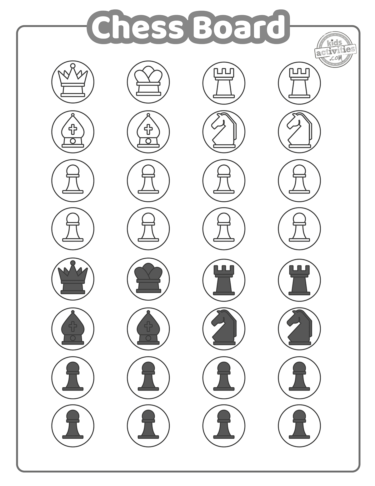 Free printable chess board and chess pieces kids activities blog