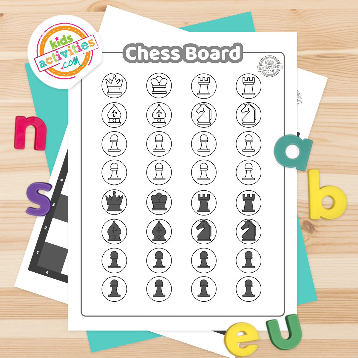 Free printable chess board and chess pieces kids activities blog