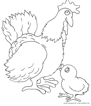 Chicken and chick coloring page â