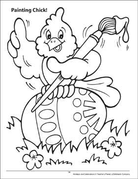 Painting chick holidays and celebrations coloring page printable coloring pages