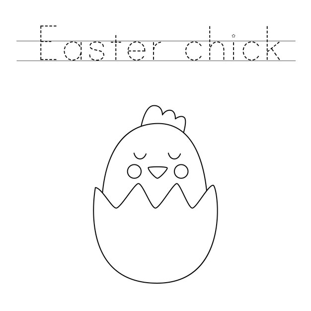 Premium vector trace the letters and color easter chicken handwriting practice for kids