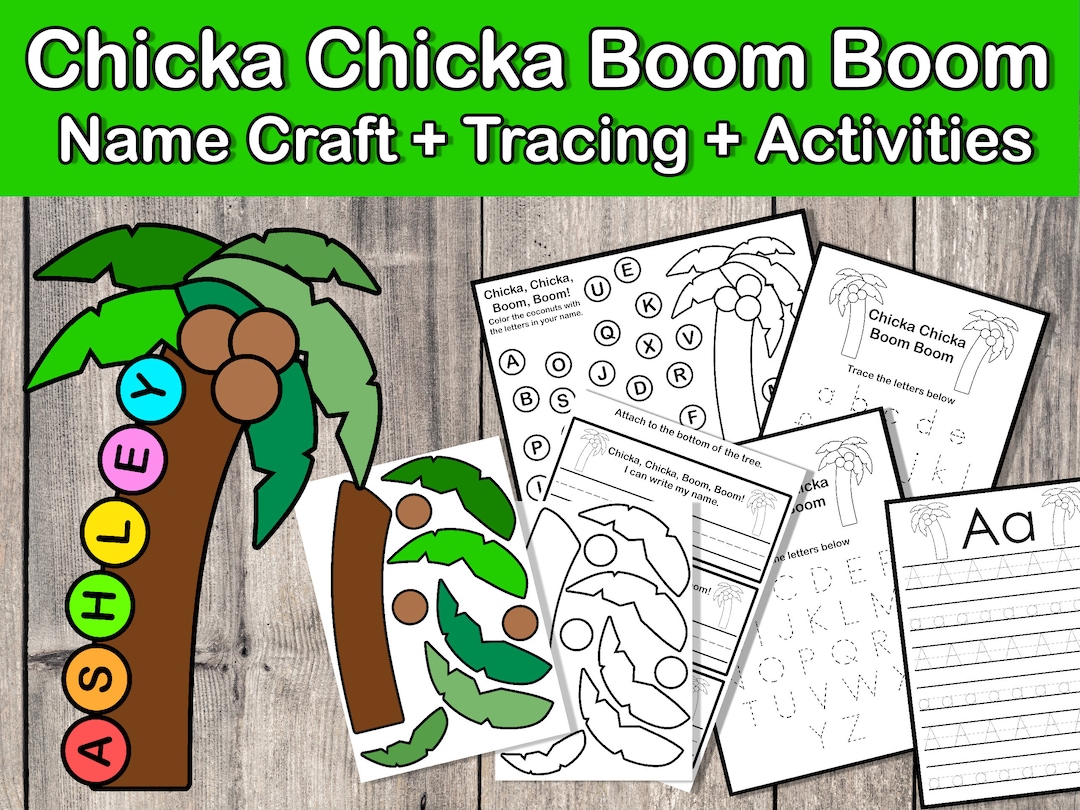 Digital chicka chicka boom boom story panion name craft activities trace a