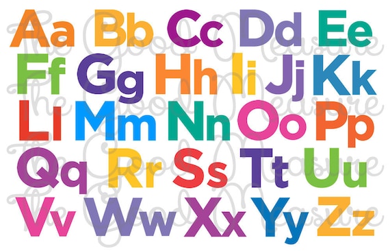 Instant download chicka chicka boom boom inspired multi color alphabet placemat