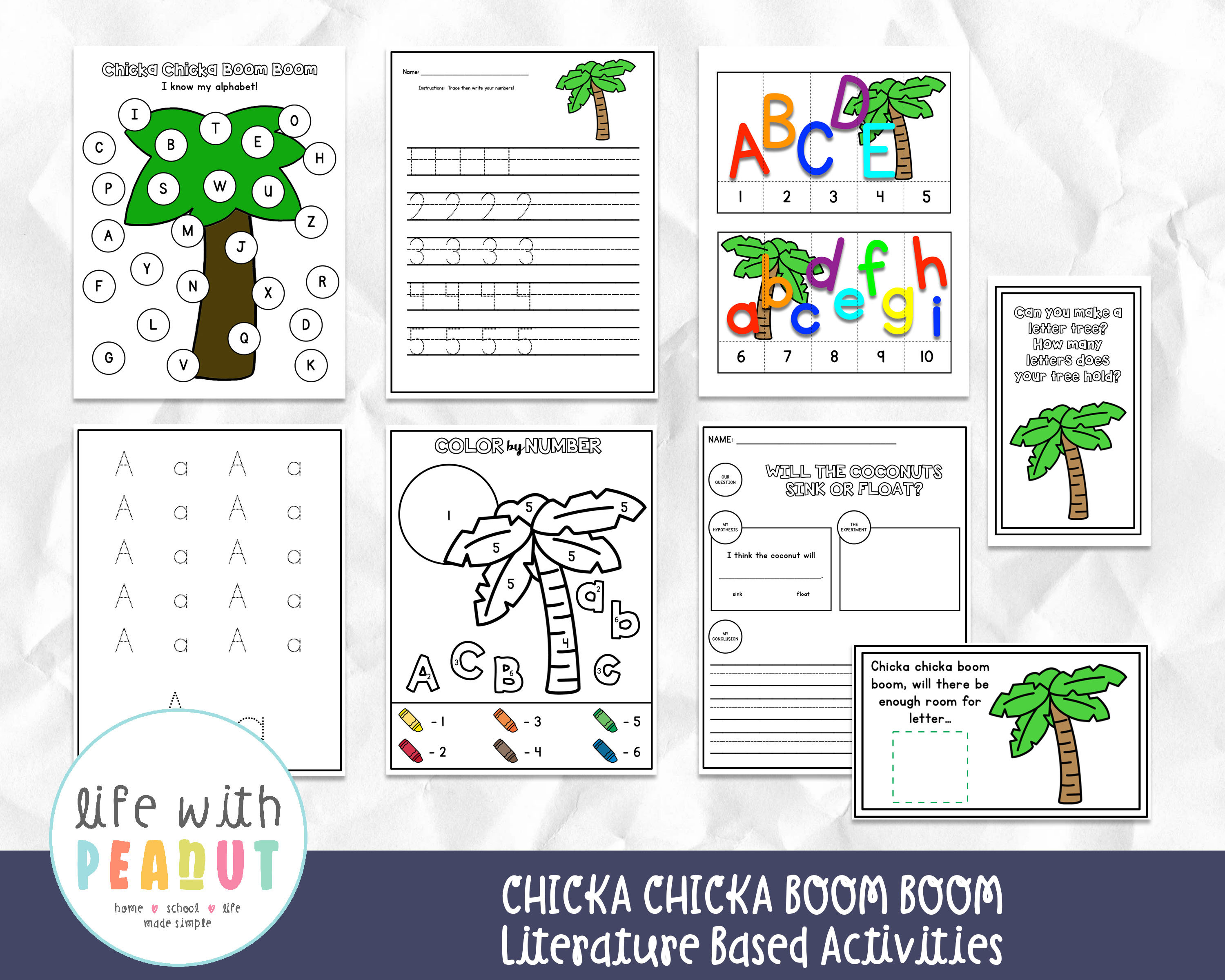 Chicka chicka boom boom chica chica bum bum literature based activities for preschool kindergarten homeschool math literacy centers