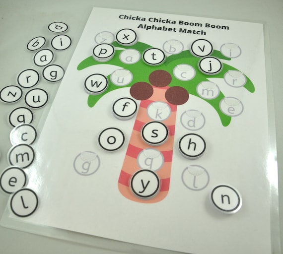 Chicka chicka boom boom alphabet match worksheet alphabet game educational preschool printable activity homeschool game tot school