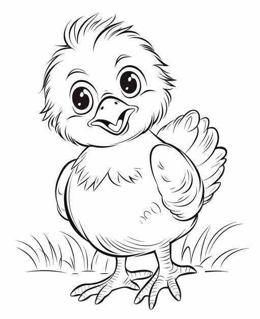 Premium vector hand drawn animal outline illustration cute baby chicken coloring pages for children