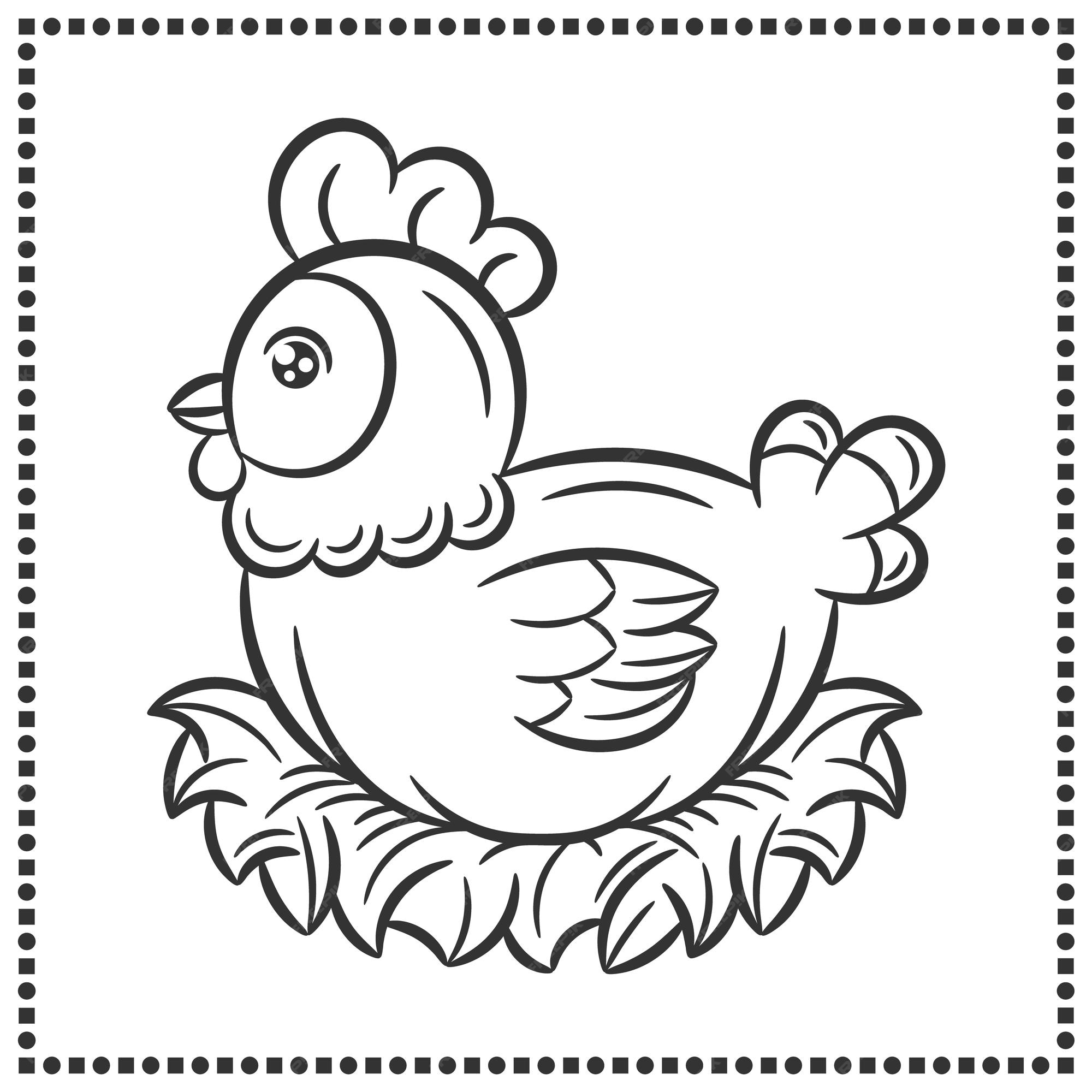 Premium vector printable cute drawing chicken sketch for coloring