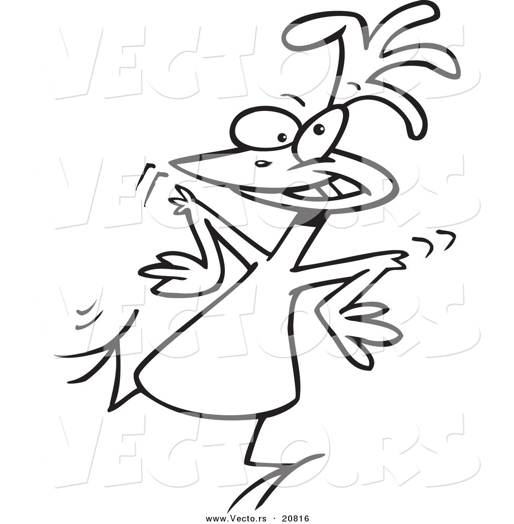 R of a cartoon chicken dancing