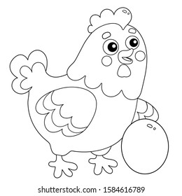 Coloring page outline cartoon chicken hen stock vector royalty free