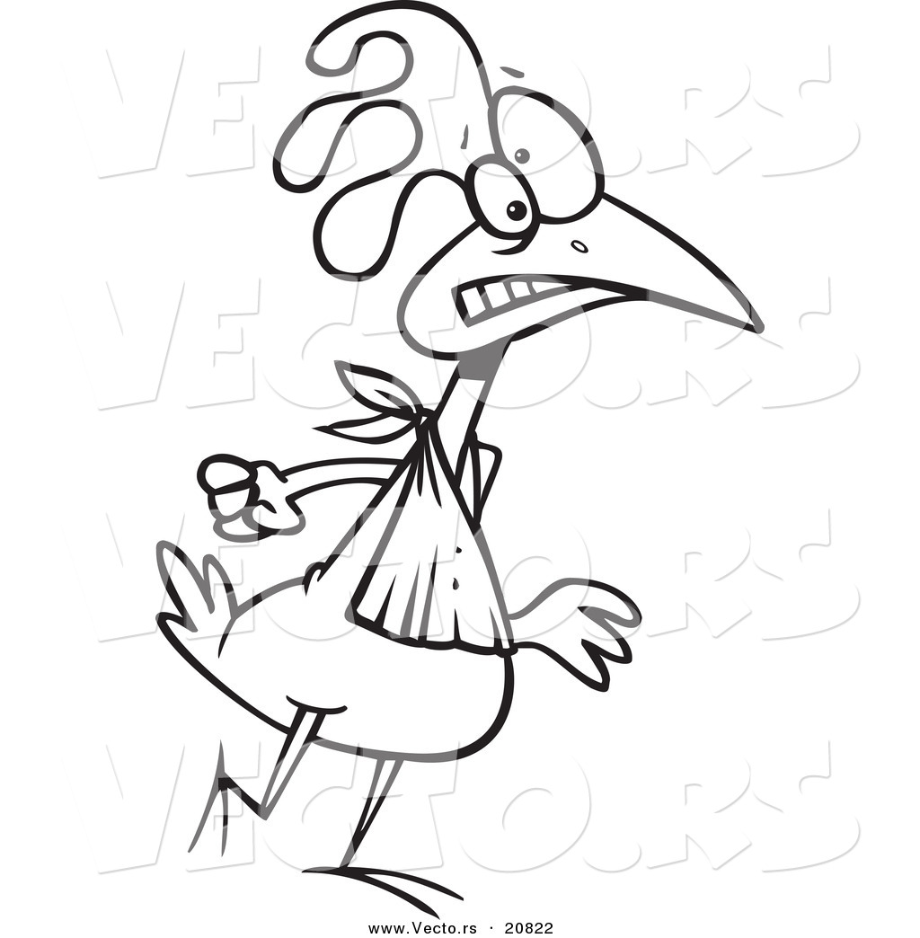 R of a cartoon walking chicken