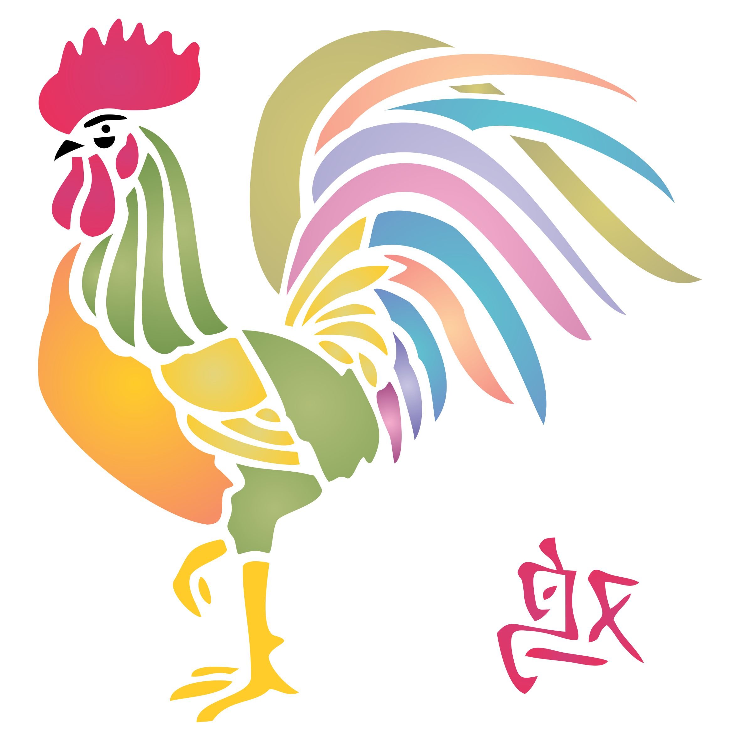 Rooster stencil x inch