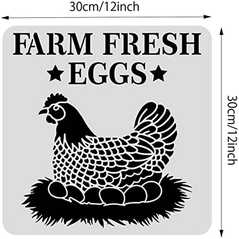 Pc xinch hen pattern plastic painting stencils farm fresh eggs large reusable stencil template for painting on scrapbook fabric tiles floor wood