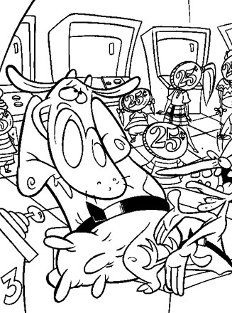 Cow and chicken coloring page