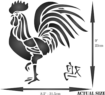 Rooster stencil x inch