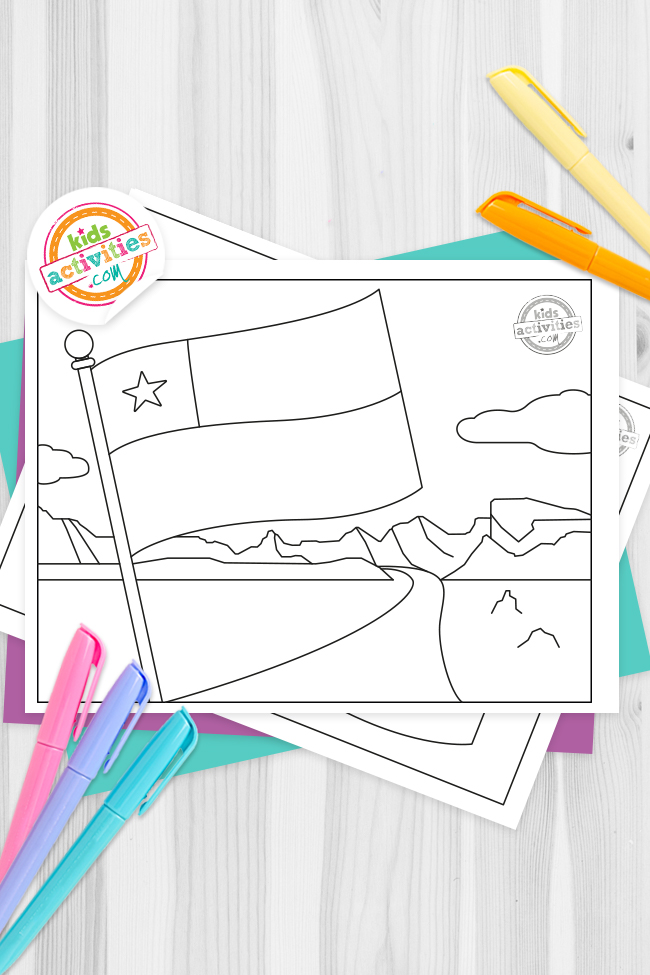 Simple chile flag coloring page kids activities blog