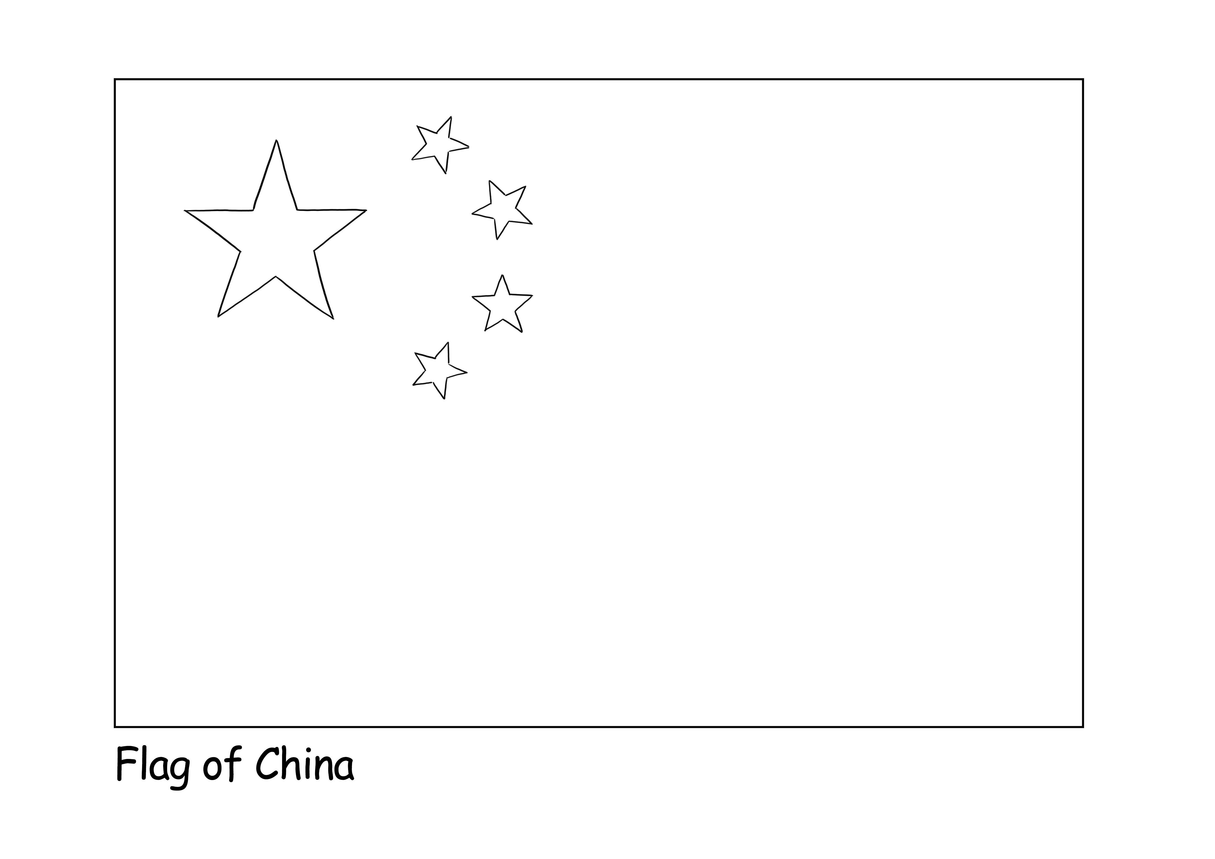 Free coloring sheet flag of china for kids to learn about different country flags