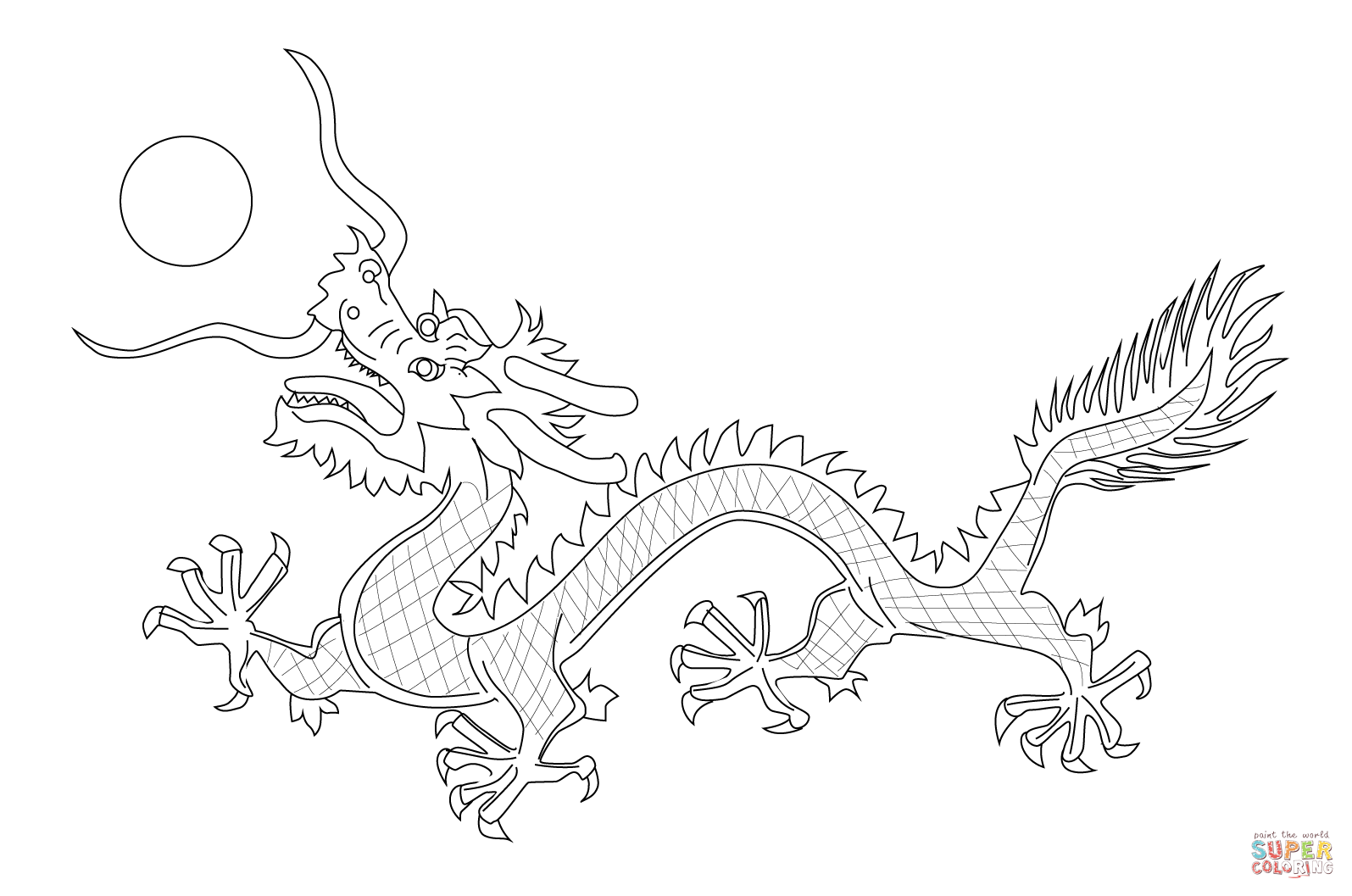 Chinese dragon from the flag of qing dynasty coloring page free printable coloring pages