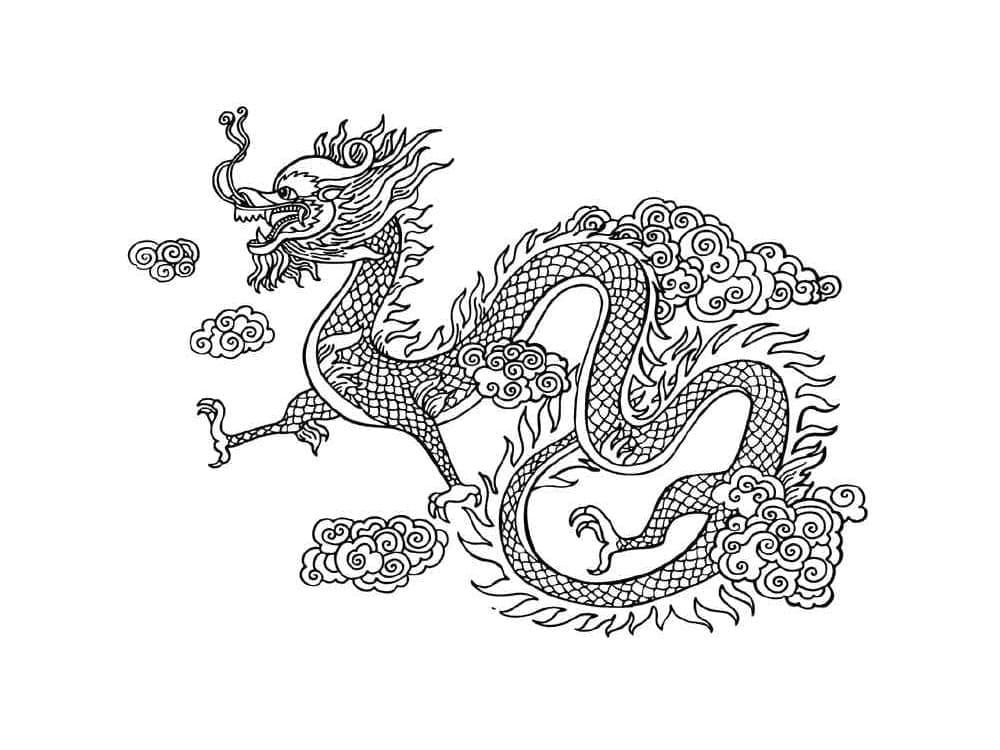 Printable chinese dragon coloring page