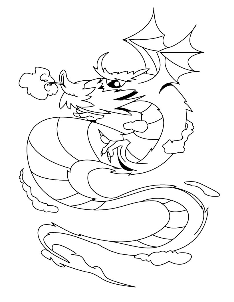 Free printable chinese dragon coloring pages for kids