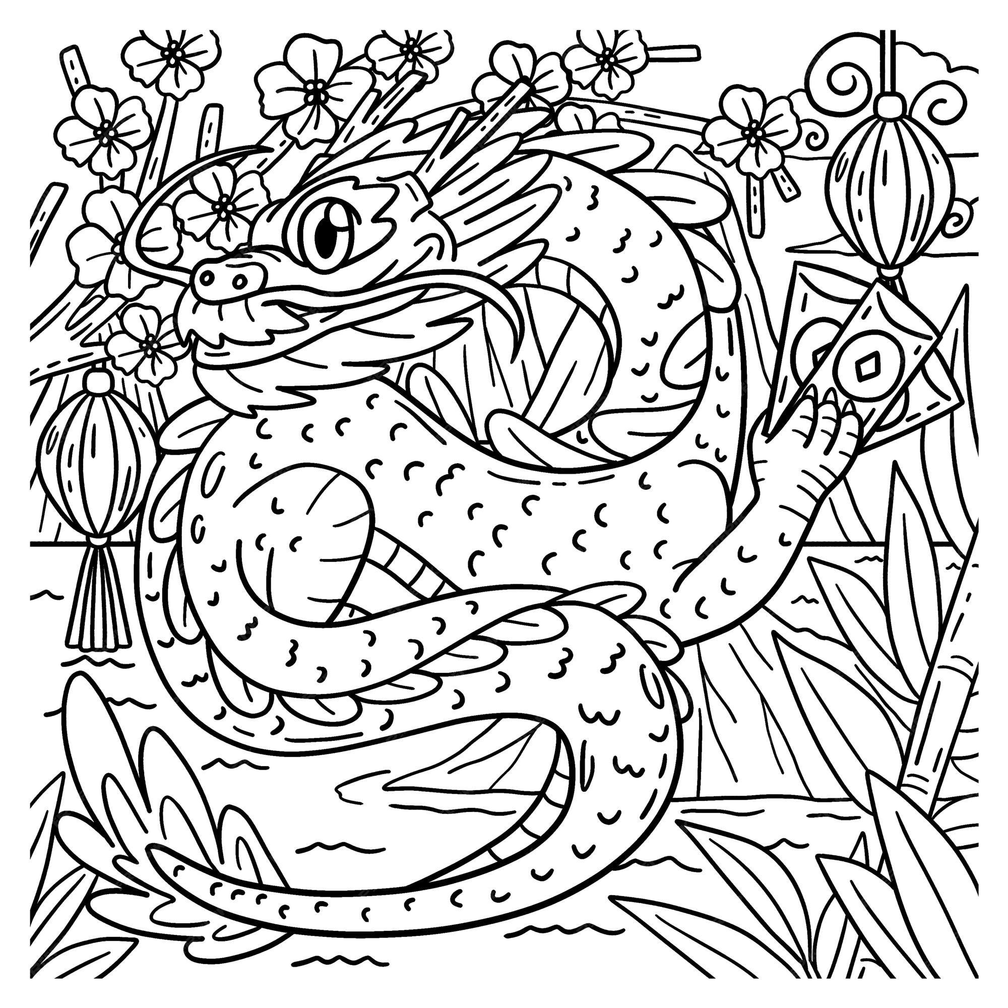 Premium vector a cute and funny coloring page of a dragon holding fortune cards provides hours of coloring fun for children color this page is very easy suitable for little kids