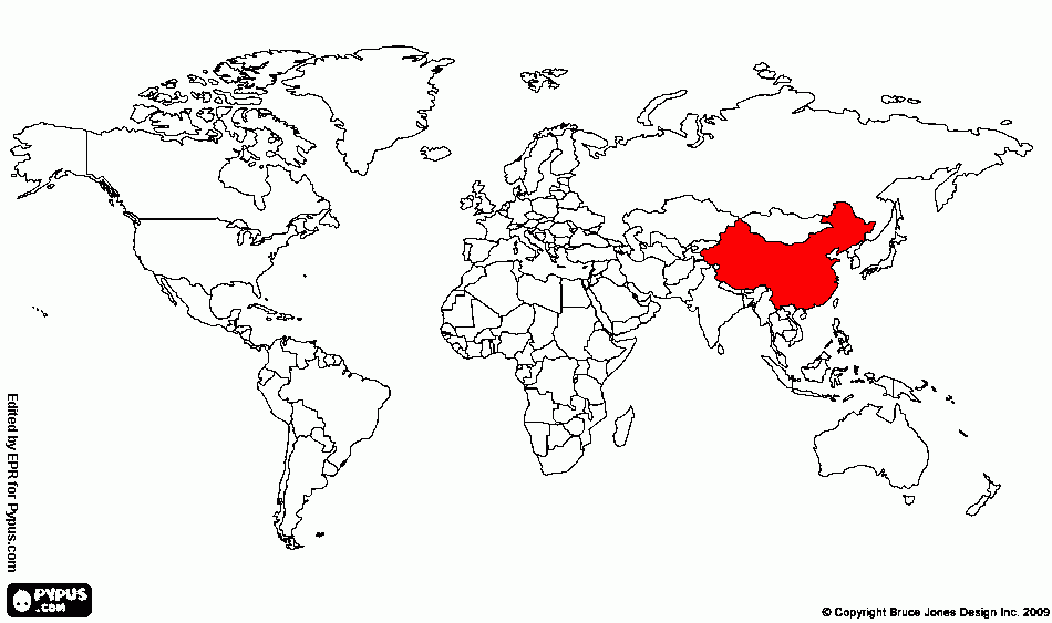 China world map coloring page printable china world map