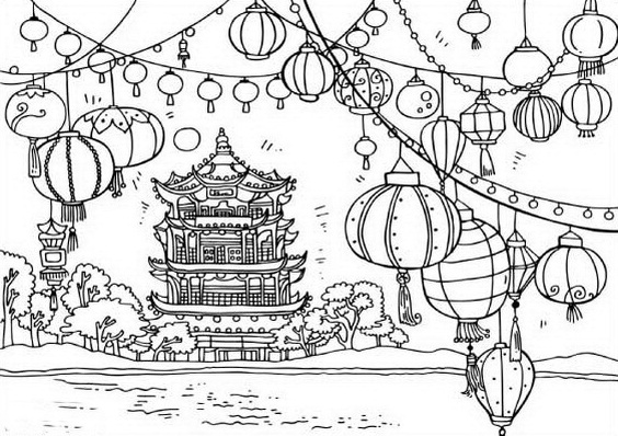 Chinese new year coloring pages