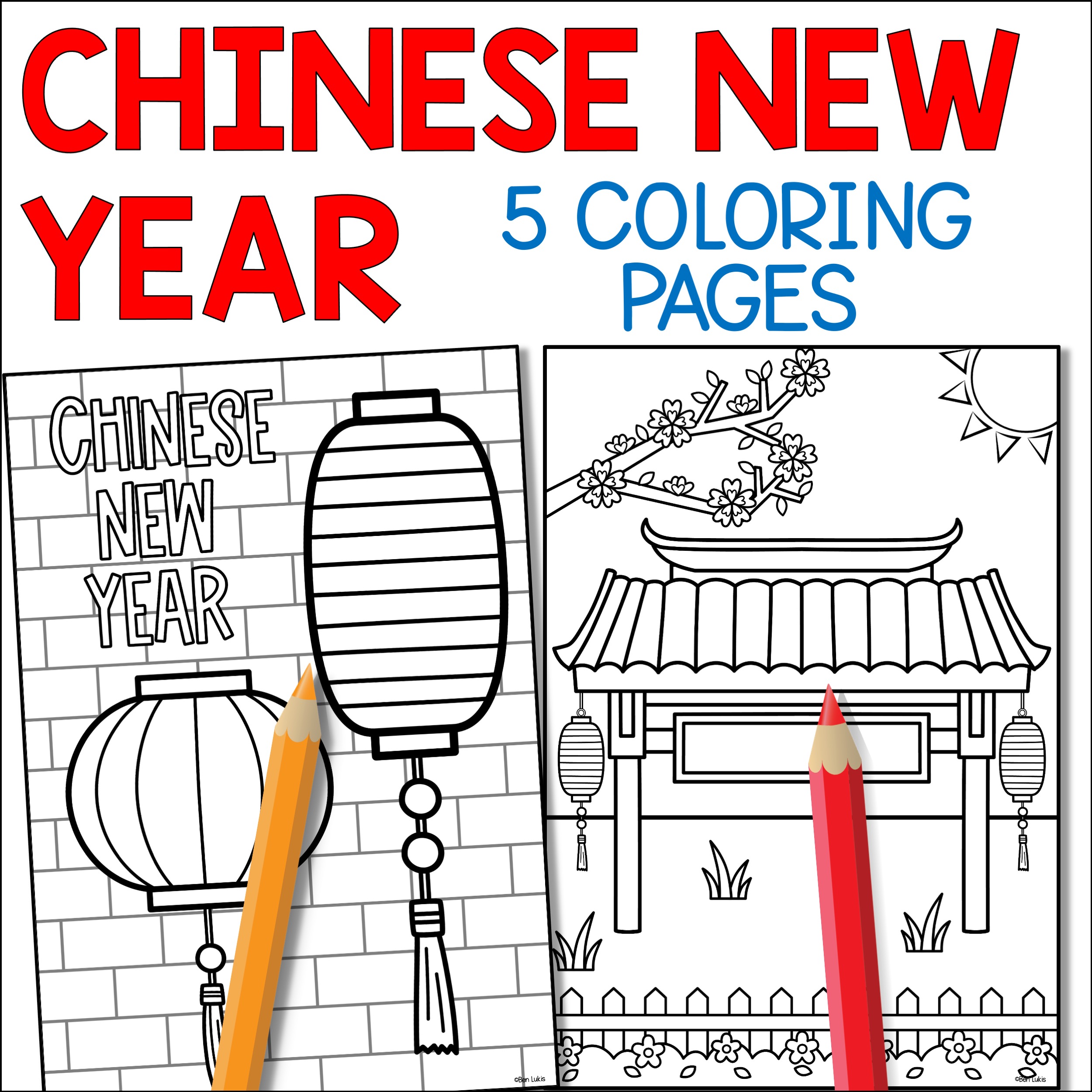 Chinese new year colouring pages