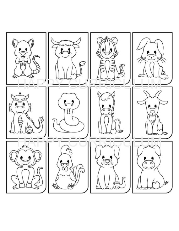 Chinese zodiac animals coloring pages download now