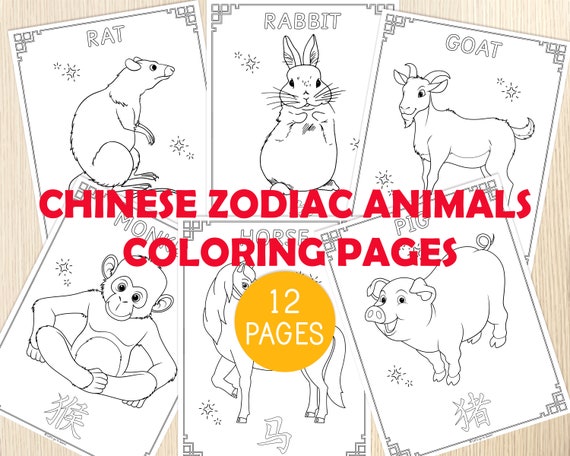 Chinese zodiac animals coloring pages lunar new year centers preschool activity kindergarten pages educational printable homeschool