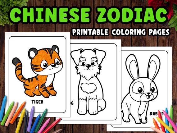 Chinese new year zodiac coloring pages pdf copy the color digital download