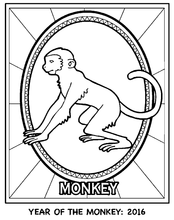 Year of the monkey coloring page
