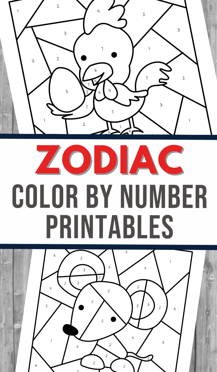 Chinese zodiac color by number worksheets