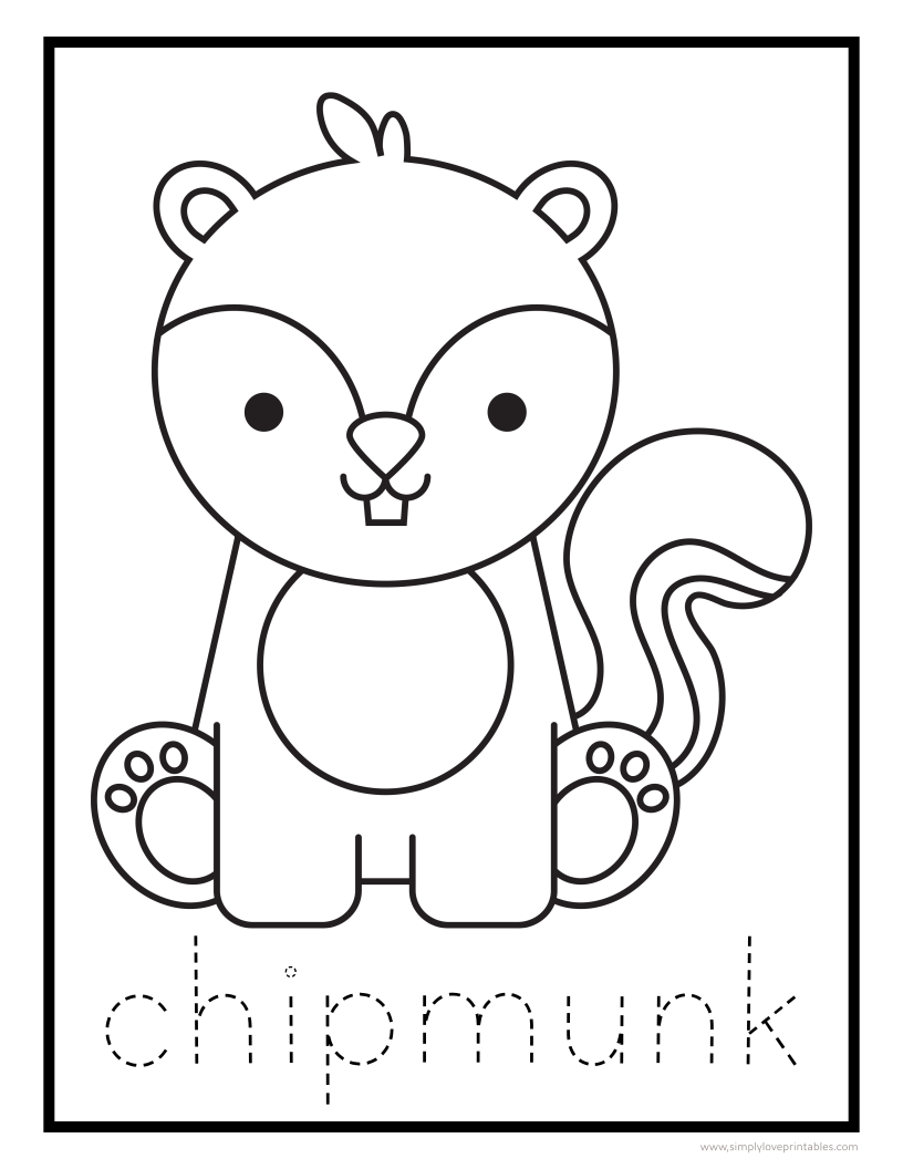 Free printable animal coloring pages with letter tracing