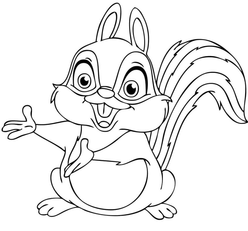 Friendly squirrel coloring page