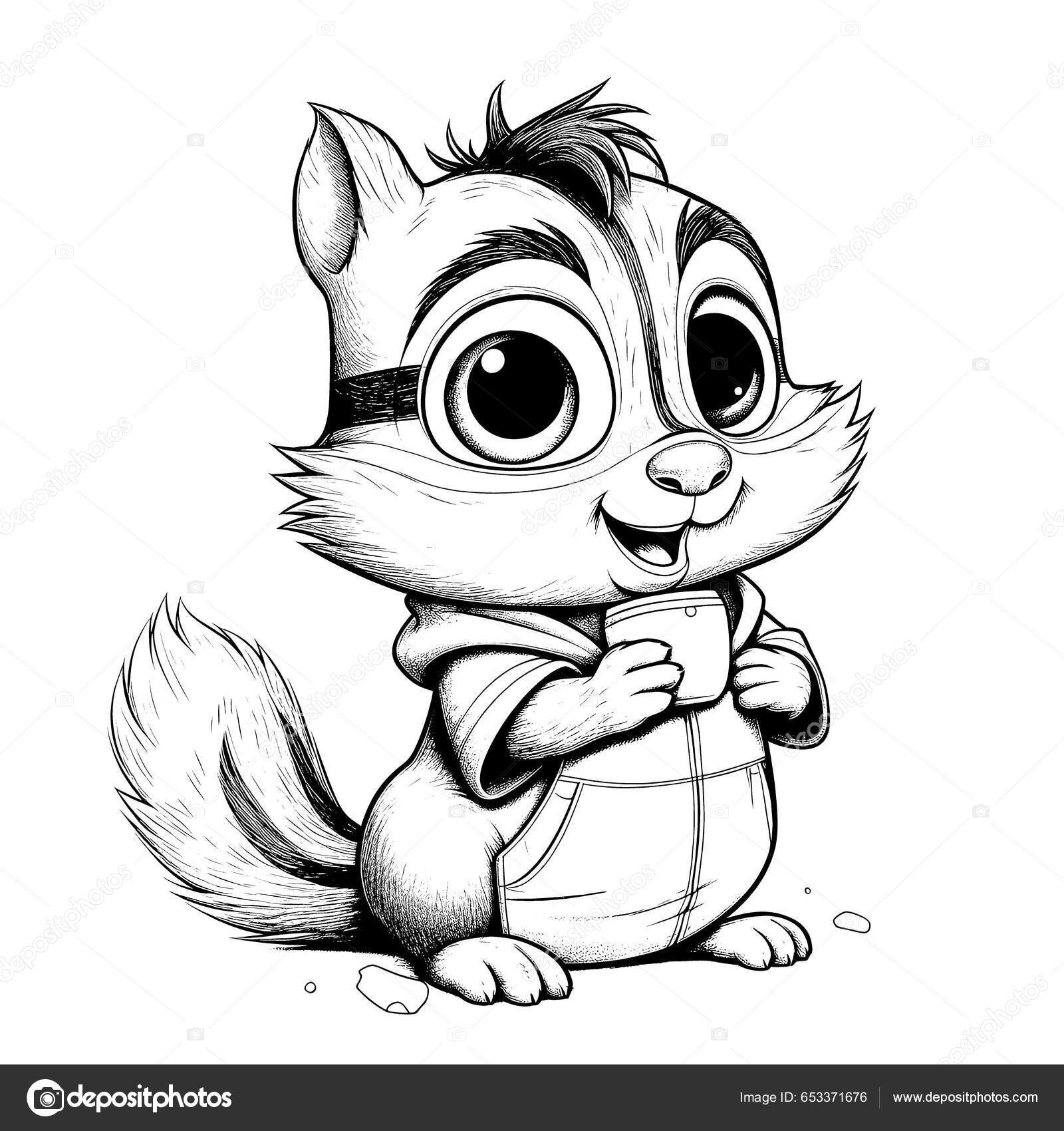 Chipmunk black white coloring pages kids simple lines cartoon style stock vector by george