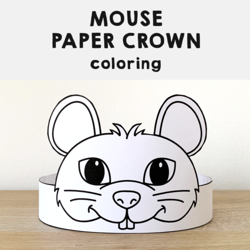 Mouse paper crown printable forest animal coloring craft made by teachers