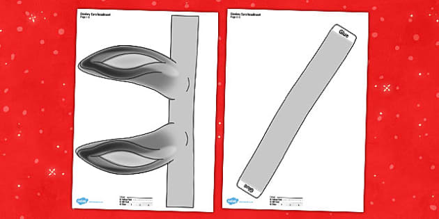 Printable donkey ears headband teacher made
