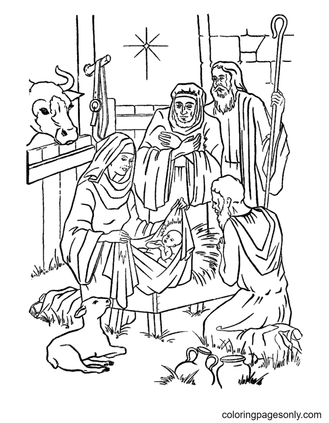 Religious christmas coloring pages printable for free download