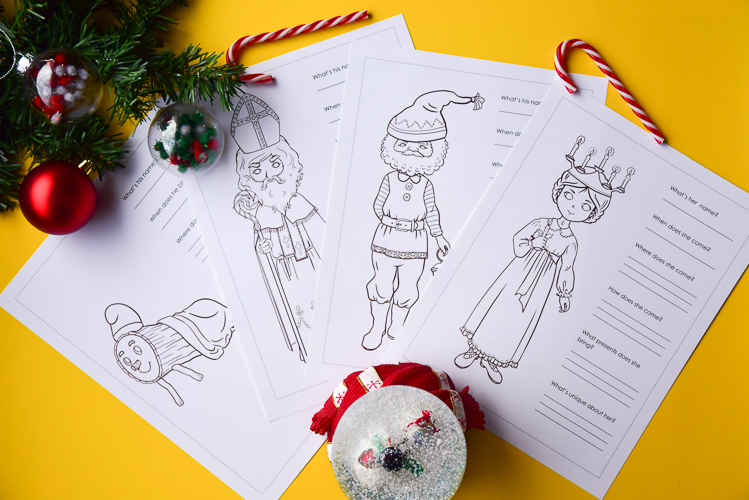 Christmas around the world colouring pages