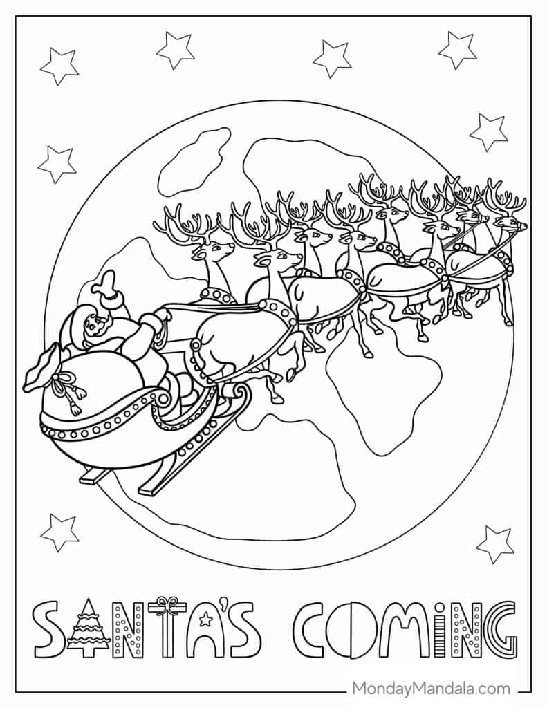 Santa coloring pages free pdf printables
