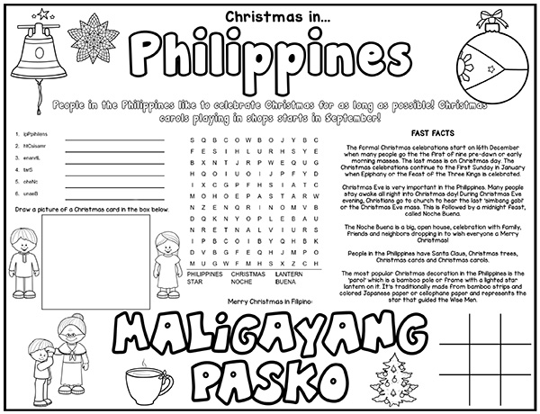 Christmas around the world worksheets for kids free printable