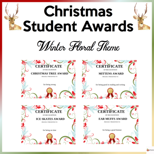 Christmas student awards winter floral theme made by teachers
