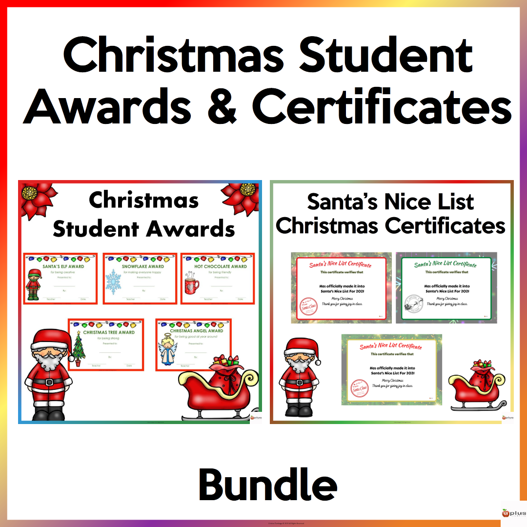 Christmas student awards and certificates bundle made by teachers