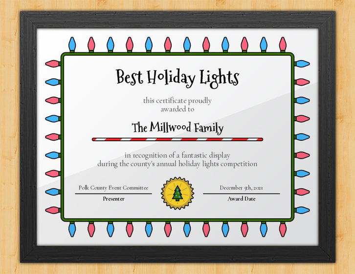Holiday lights certificate